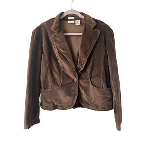 St. John's Bay Women's Brown Soft Classic Blazer Jacket Large Soft Y2K Velvet?